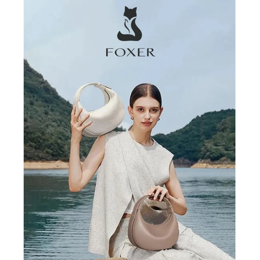 FOXER 여성용 숄더백 PU 가죽 뉴 레이디 크레센트 언더암 백 패션 미니멀리스트 크로스바디 백 데일리 캐주얼 의상용