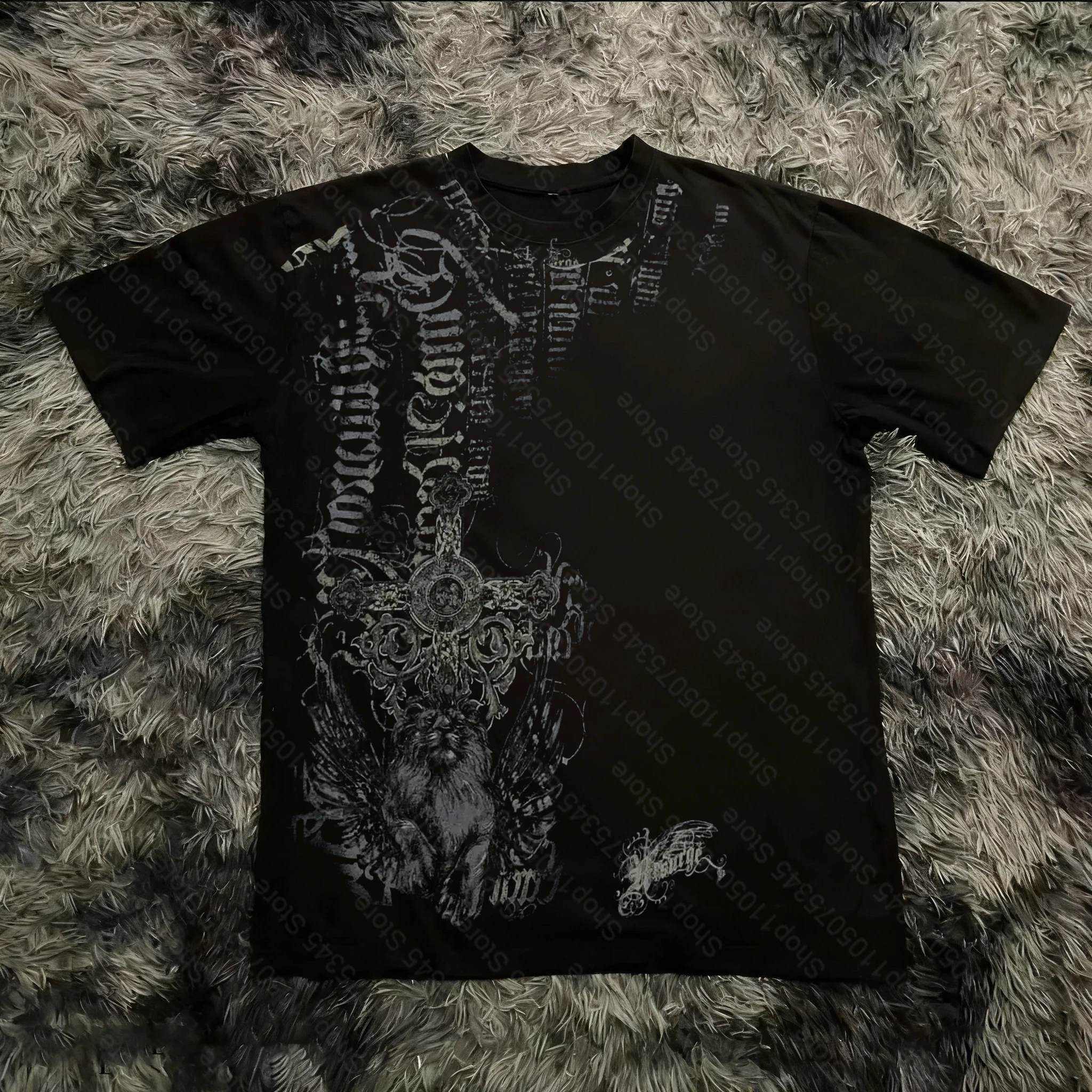 Camiseta Clássica de Verão Estilo Gótico Y2K com Estampa Oversized, Camisetas de Rua, Tops de Algodão com Gola Redonda para Homens e Mulheres