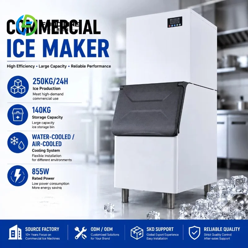 Customized 250kg/24H Commercial Block Ice Machine Electric Ice Cube Maker Large Capacity Automatic Cube Ice Machine