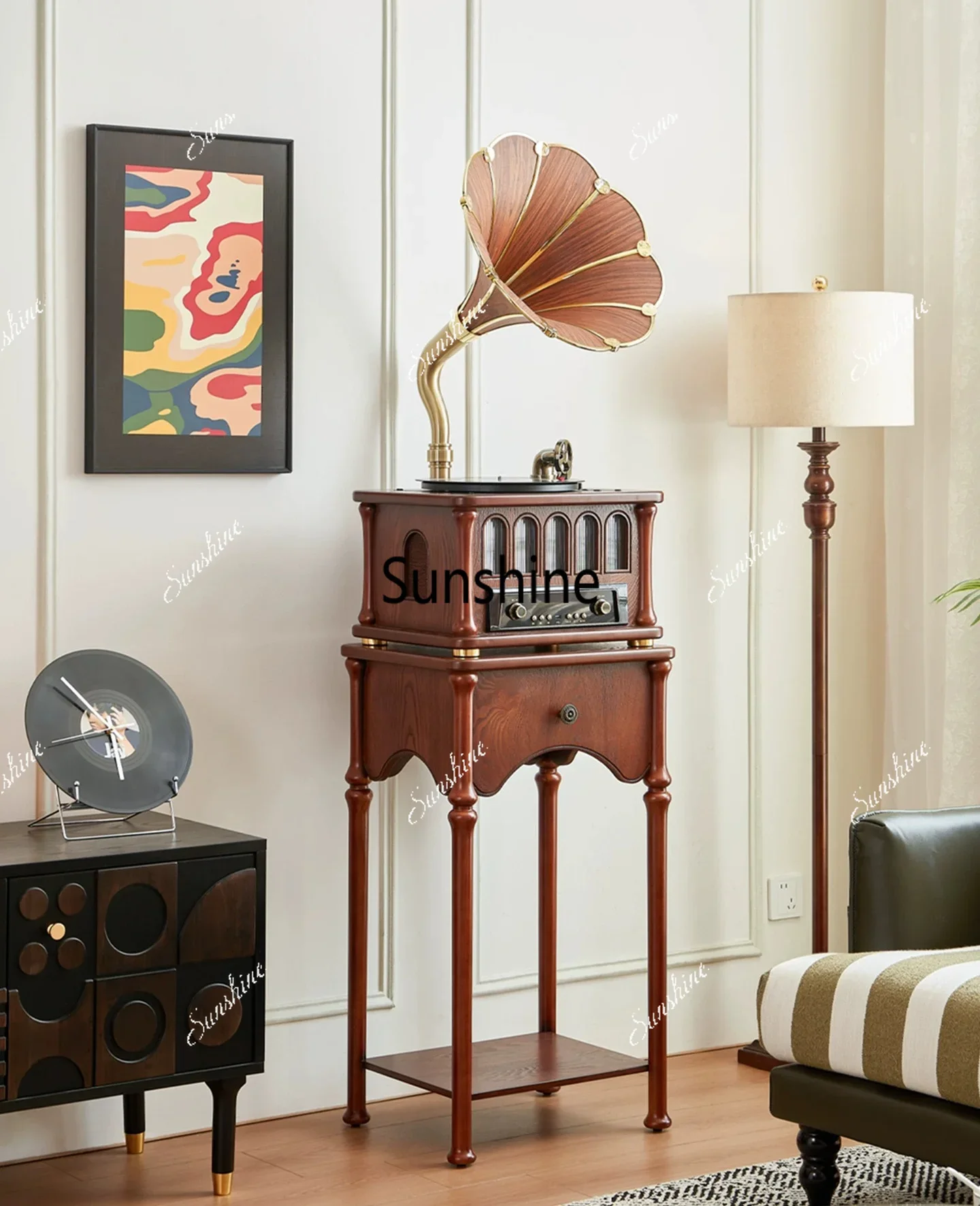 Vintage French vinyl record player Modern light luxury phonographT*