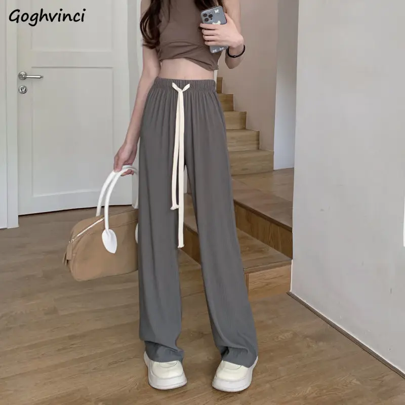 

Casual Pants Women Preppy Style Solid Loose Thin Sagging Summer Korean Hot Sale Basic All-match Fashion Sporty Popular New