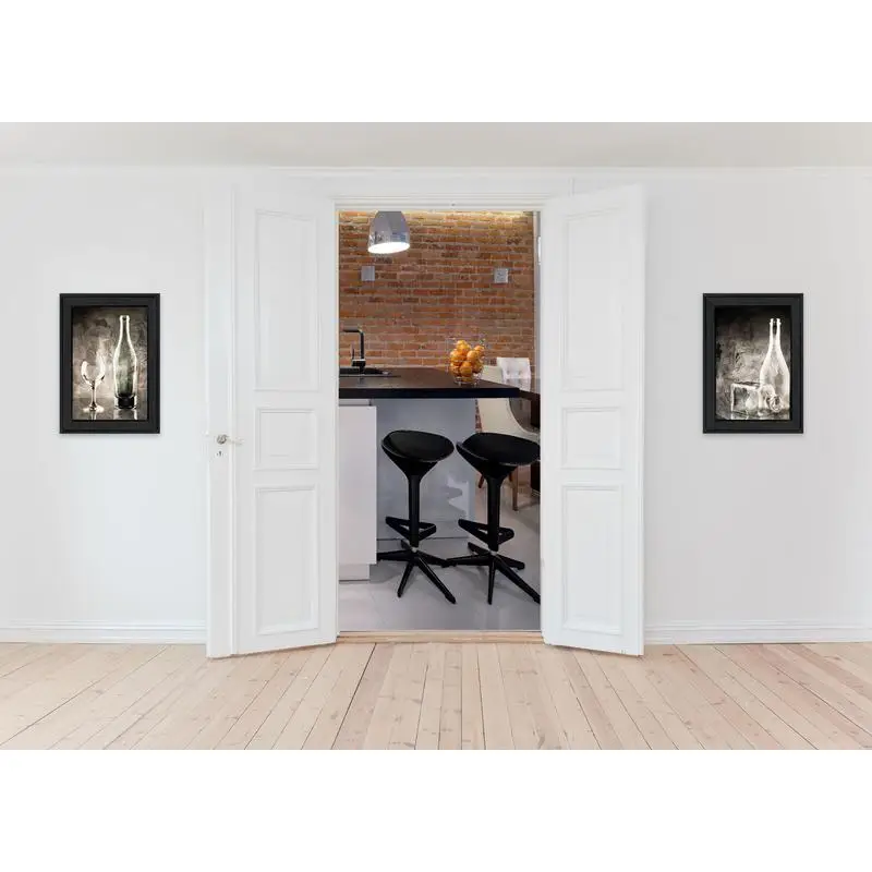 أواني زجاجية رمادية مودي لايف لايف، طقم مكون من قطعتين، ديكور بإطار أسود #2