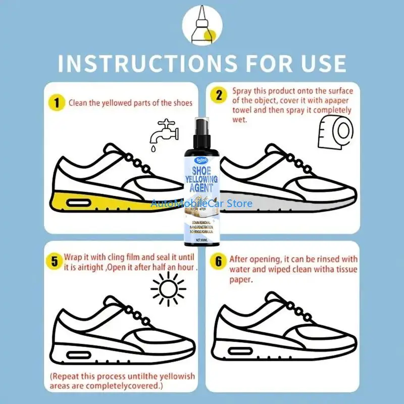 G8TE Yellowing Remover for White Shoes Yellowing Removal Agent Anti Oxidation Agent Quick Acting Repairing Sprayer