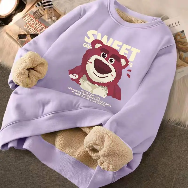 Cashmere Thickened Sweater Women\'s Autumn  Winter Cashmere Round Neck Red Strawberry Bear Top Winter 2023 Coat Sweater