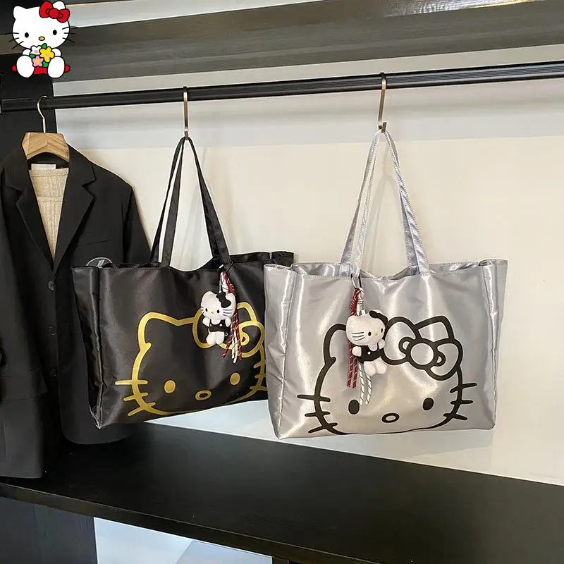 

Sanrio Hello Kitty сумка через плечо большой емкости новая портативная сумка для покупок большая сумка милая сумка для фитнеса с героями мультфильмов модный подарок