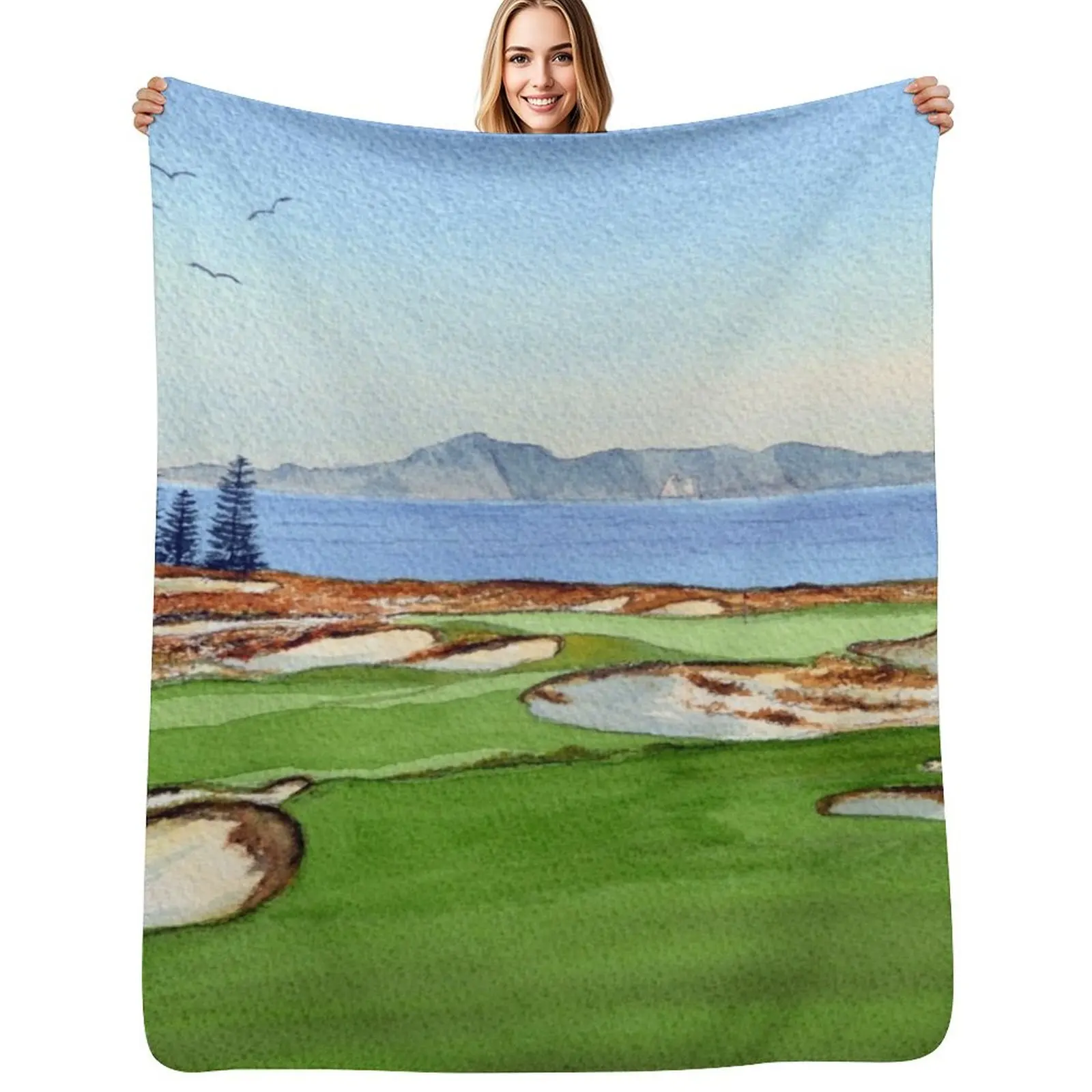 

Tara Iti Golf Course New Zealand 17th Hole Throw Blanket Luxury Throw Stuffeds Single Summer Beddings Blankets