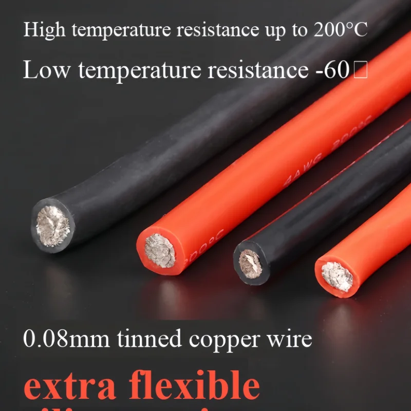 1/5m Ultra-soft silicone wire, high-quality material, resistant to high temperatures and pressures 12/14/16/22AWG