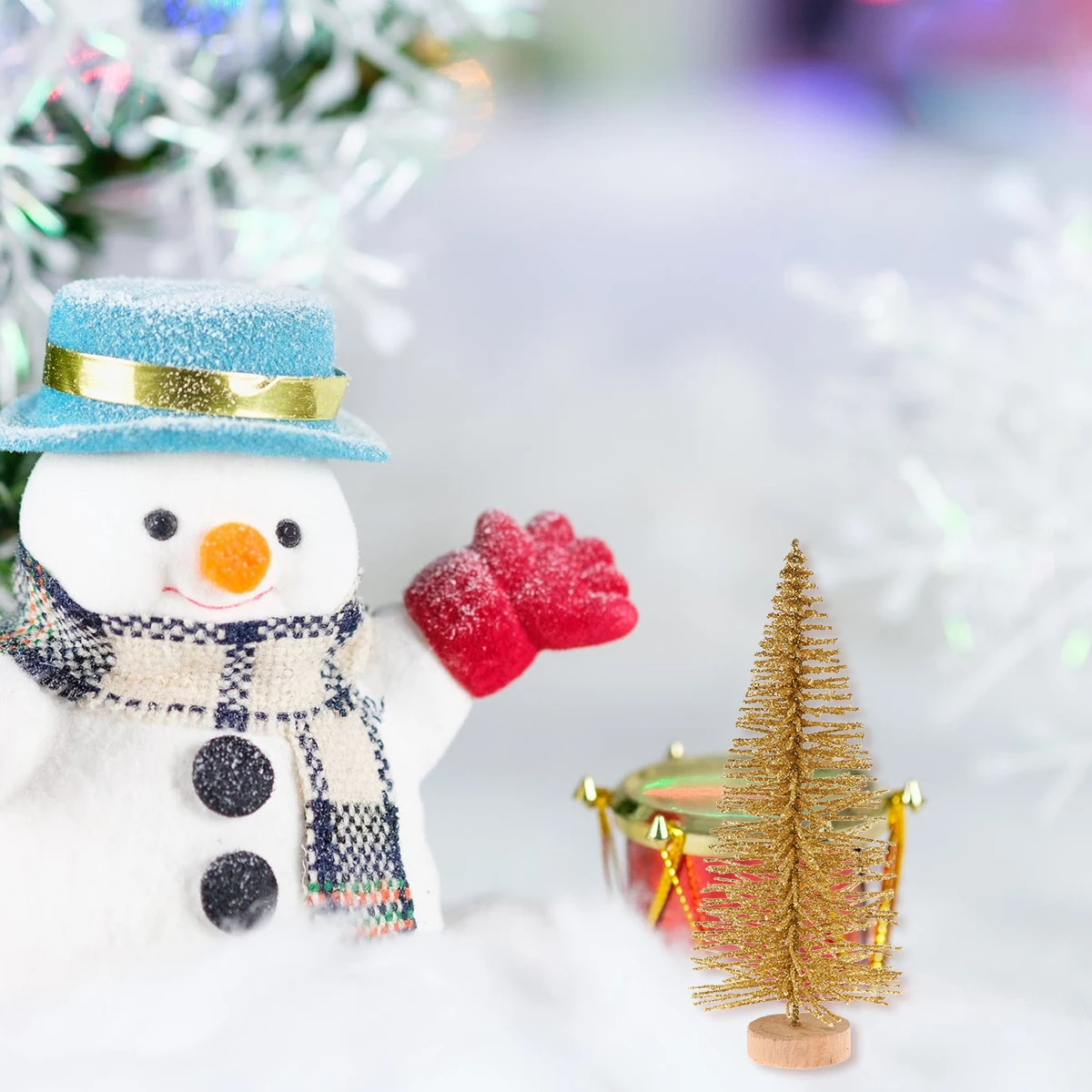 

48Pcs Christmas Tree Glitter Decorative Accessory 4.5cm-12.5cm Wooden Stand Xmas Party Ornaments