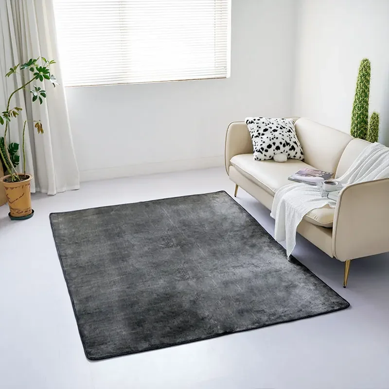 Short Plush Faux Fur Rectangle Gray Rug Plush Area Rugs Home Decoration Accessories Floor Carpets Cute Shaggy Fuzzy Home Decor