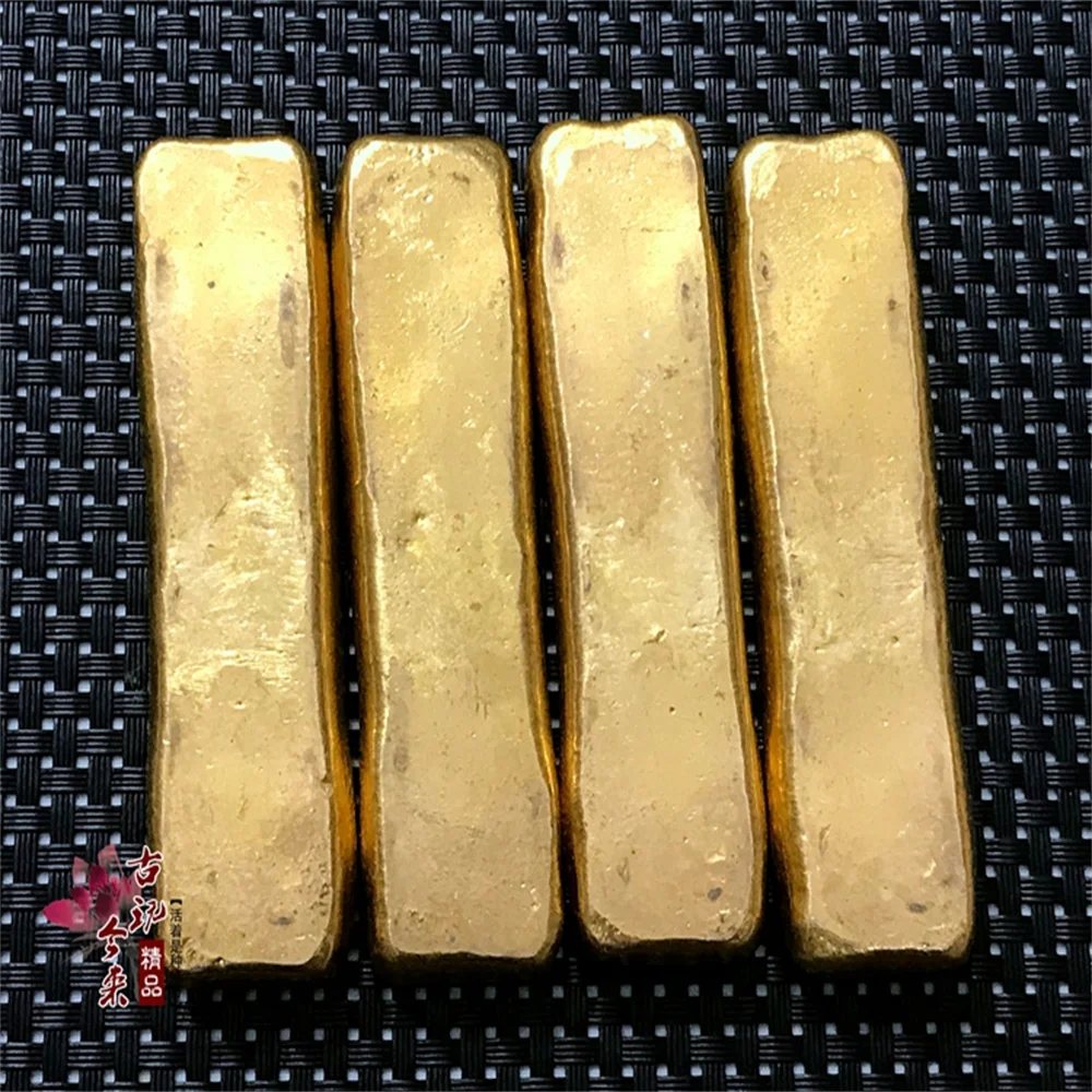 Antique miscellaneous antique crafts gold ingot gold bar Hong Kong gold bar pure brass gilding