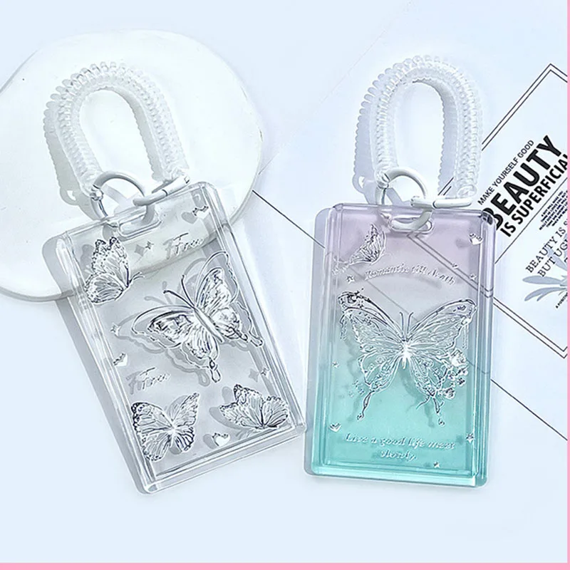 Butterfly Transparent Acrylic  ID Card School Supplies New Unisex Hard Plastic Work Card Holder Business Case Protector Cover