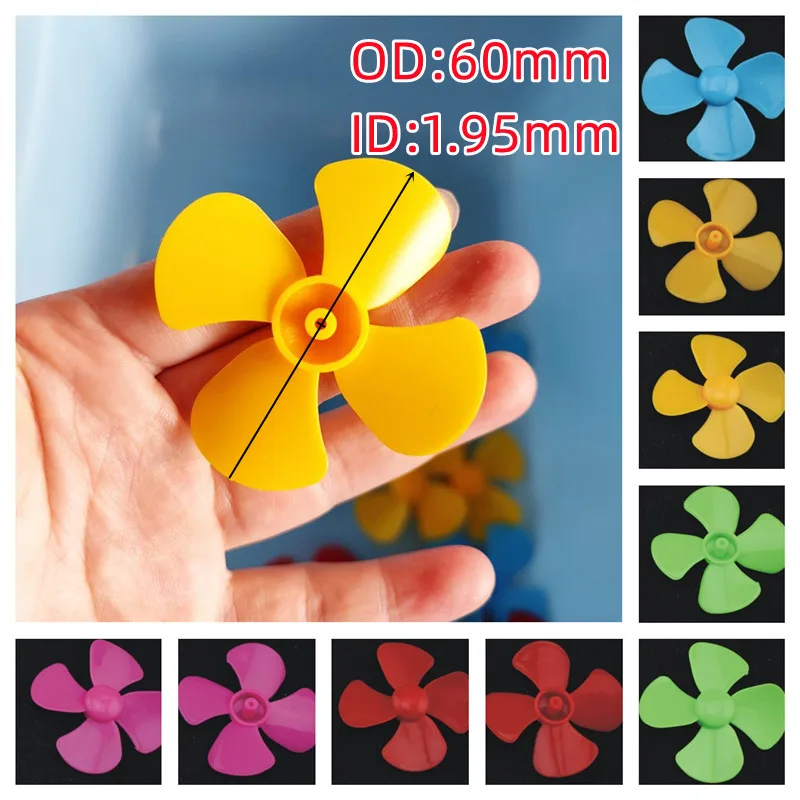 10pcs/Lot 60mm 80mm 100mm Multicolor Four-blade Plastic Propeller Blade Diameter Aperture 1.95mm