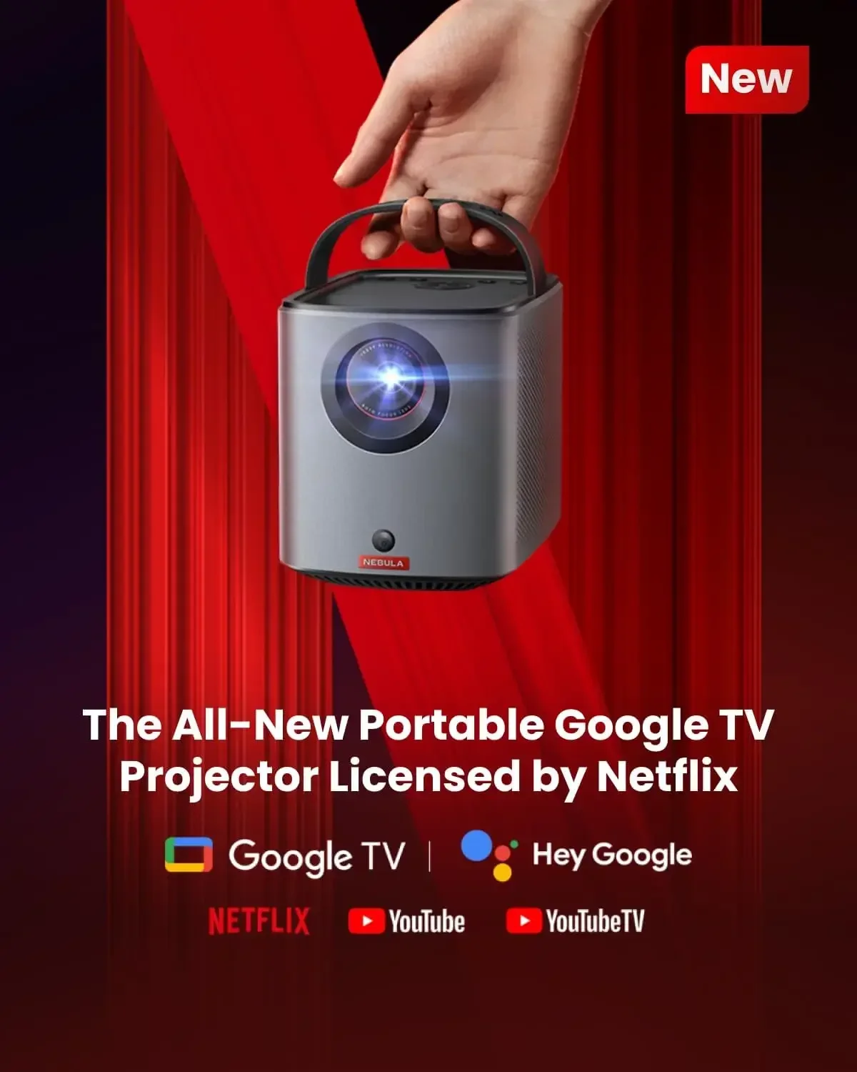 NEBULA Mars 3 Air GTV Projector - Netflix Officially Licensed, 400 ANSI-Lumen Brightness, Native 1080P, Dolby Digital Sound