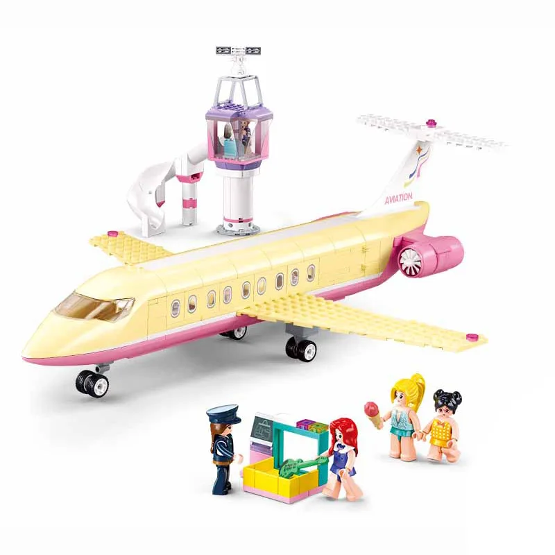 

384PCS Sluban Holiday Plane Airliner Building Block Kids DIY Educational Bricks Toys Gift For Children Girls