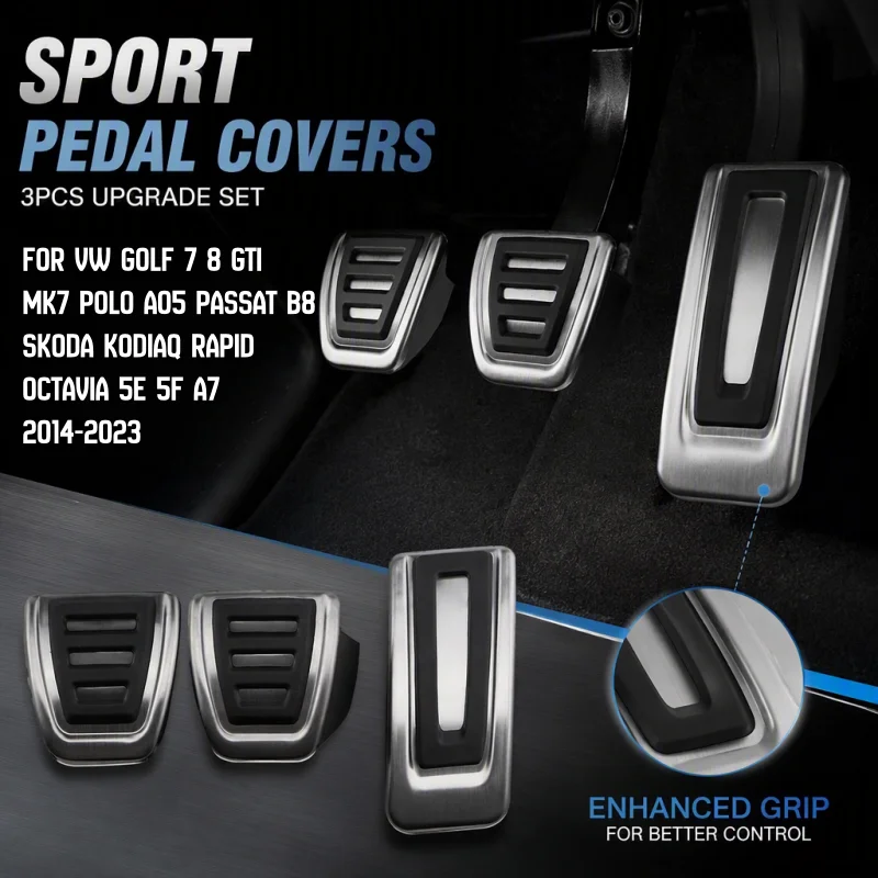 Car Pedal Cover for Volkswagen VW Golf 7 8 GTi MK7 Polo A05 Passat B8 Skoda Kodiaq Rapid Octavia 5E 5F A7 2014-2023