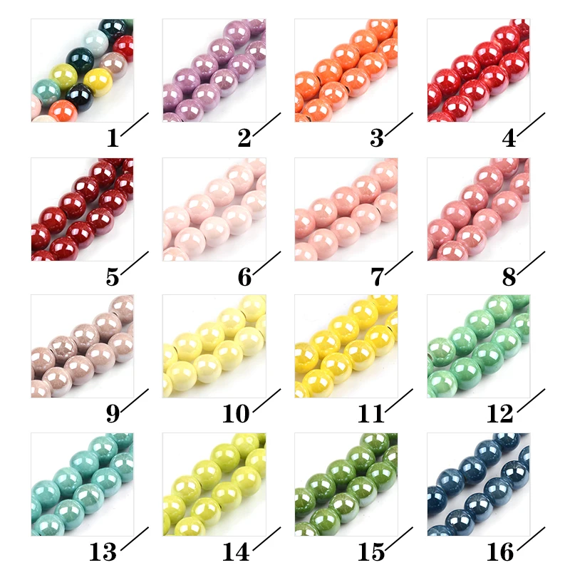 8mm/10mm Solid Color Round Shape Ceramic Beads for Jewelry Making Loose Spacer Beads Handmade DIY Bracelet Accessories