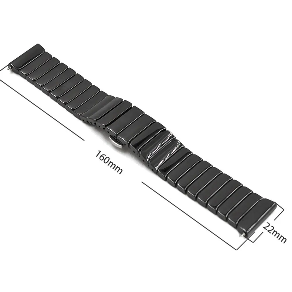 

Smart Watch Band 22mm Ceramic Metal Replacement Fashion Butterfly Buckle Stylish Durable Eco Friendly Practical For