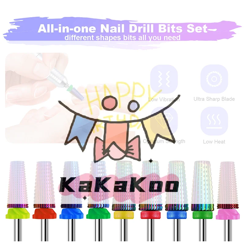 หัวเจียรเล็บแบบ 5-in-1 สีม่วง ทำจากทังสเตนคาร์ไบด์ สำหรับเจียรเจลอะคริลิค อุปกรณ์ทำเล็บมือ