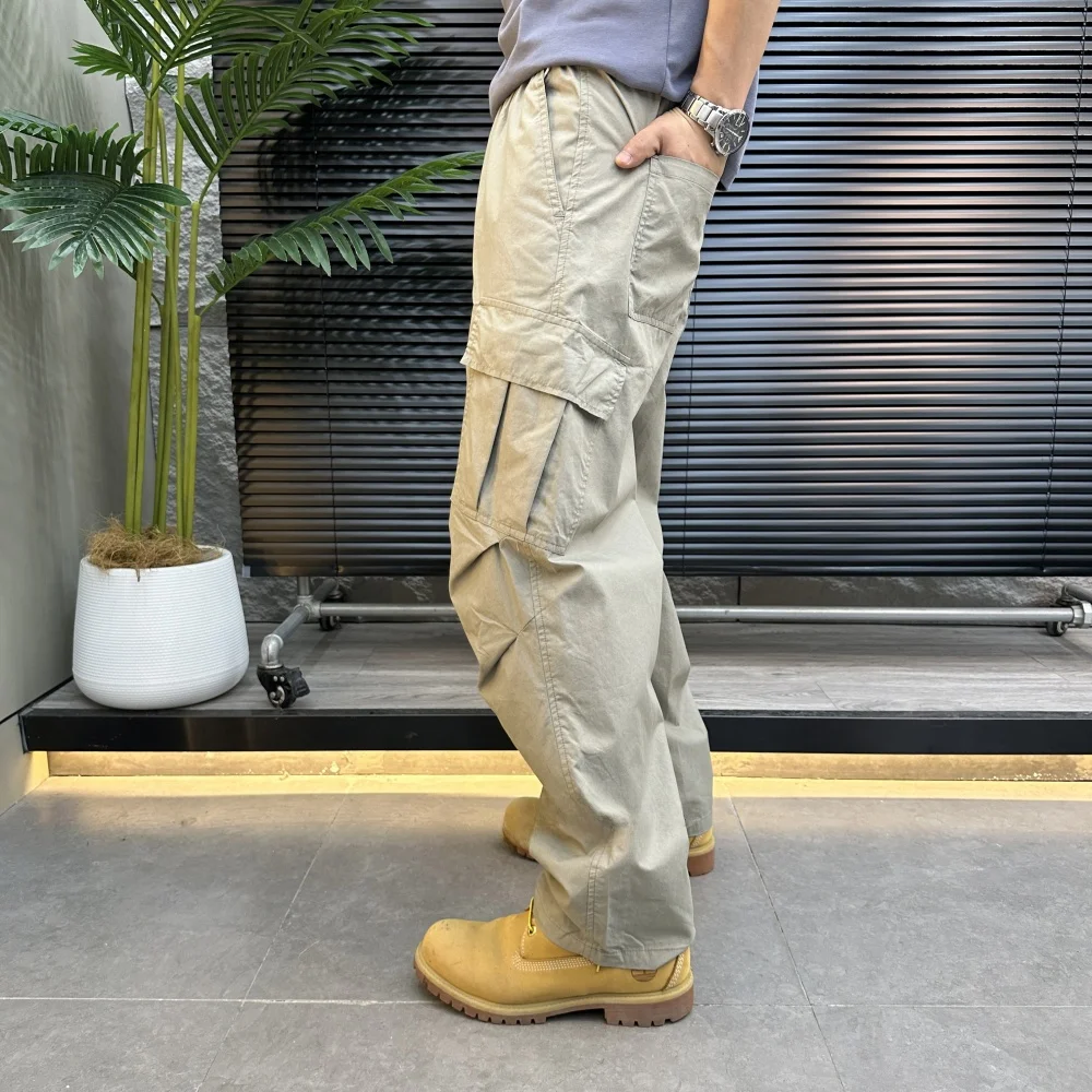 Men's Casual Pants 3D Slimming Cut Loose Breathable Drop-Crotch Workwear Trousers Cotton Nylon Blend Plain Color