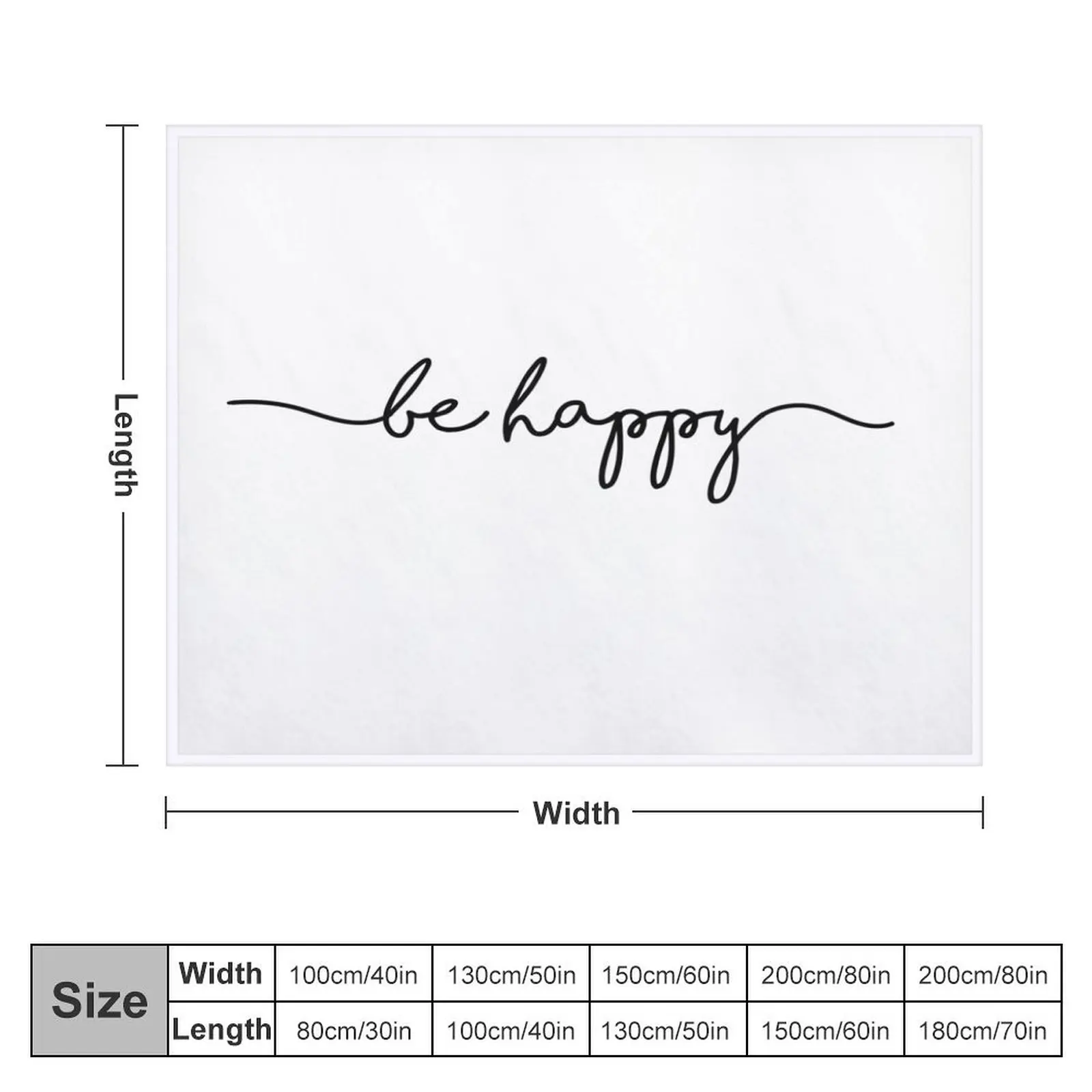 Be Happy - Cool Black And White Minimalist Typography Throw Blanket manga Personalized Gift Decorative Sofas Plaid Blankets