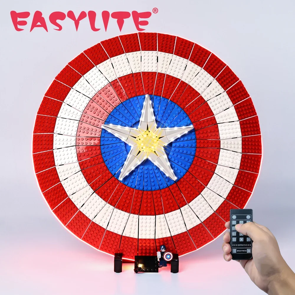 キャプテンアメリカの盾のためのEASYLITE-LEDライトキット,ビルディングブロック照明セット,モデルなし,76262