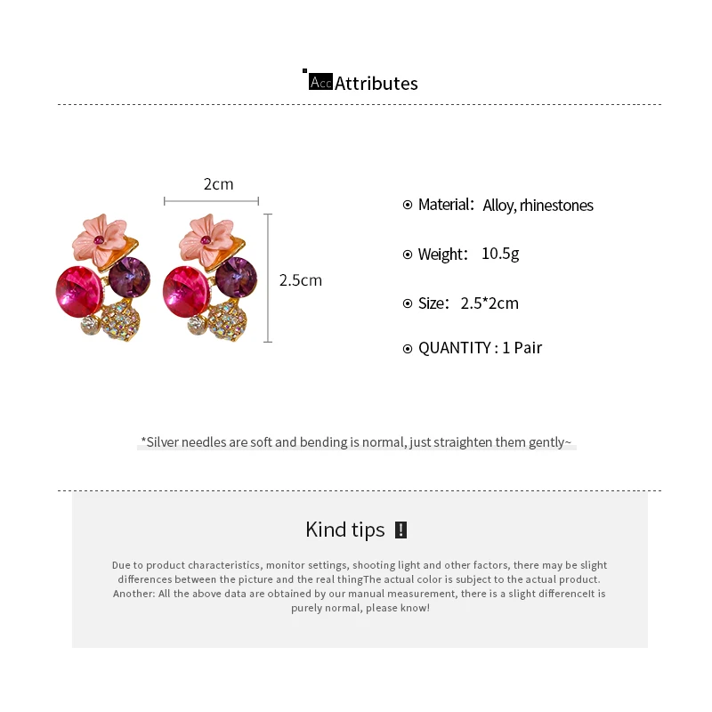Green Flower Rhinestone Stud Earrings Women Sweet Delicate Fashion Personality Design Sense Commuter New Earring Wholesale K-