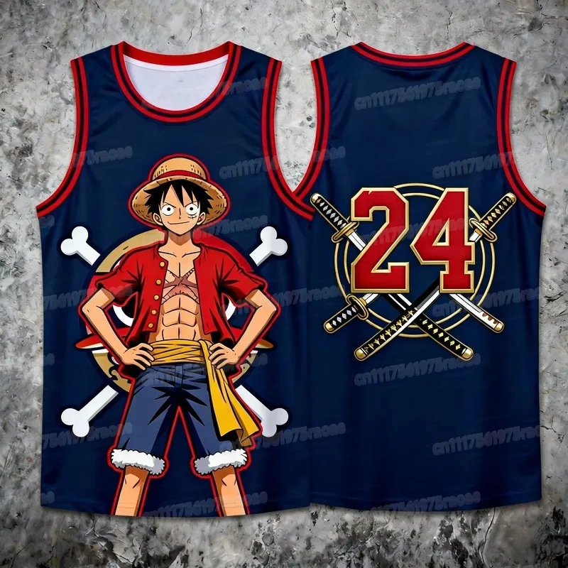 2026 Summer One Piece Luffy Special Edition Basketball Jersey Vest Size 24 Basketball Jersey Vest Cartoon Vest FamilyMatching