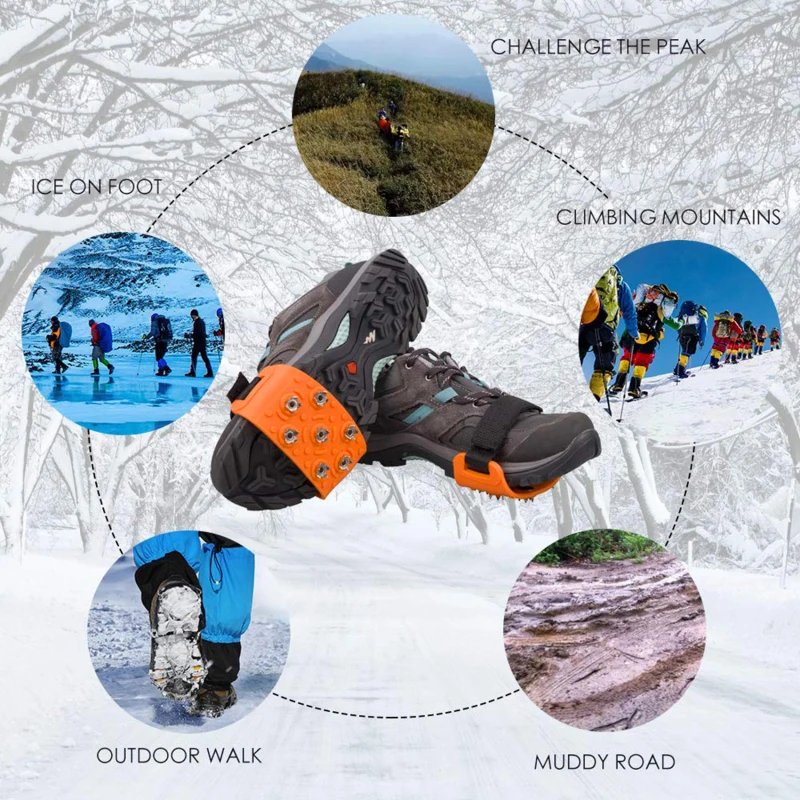 Shoe Spike Winter Winter Velcro Ice Claw Outdoor Climbing Snow Mountain and Snow Ground Anti slip Adjustable