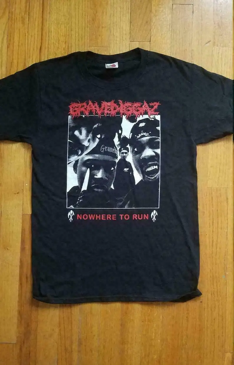 Gravediggaz Nowhere to Run 90s Hip Hop Men's Tshirt Size USA Unisex Heavy Cotton