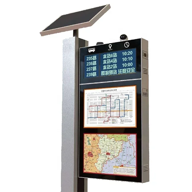 Low power consumption digital advertising boards outdoor solar bus stop digital signage display