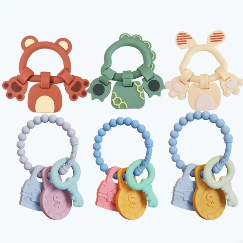 97BE سيليكون عضاضة الكرتون سوار قلادة DIY مضغ لعبة التسنين للأطفال
