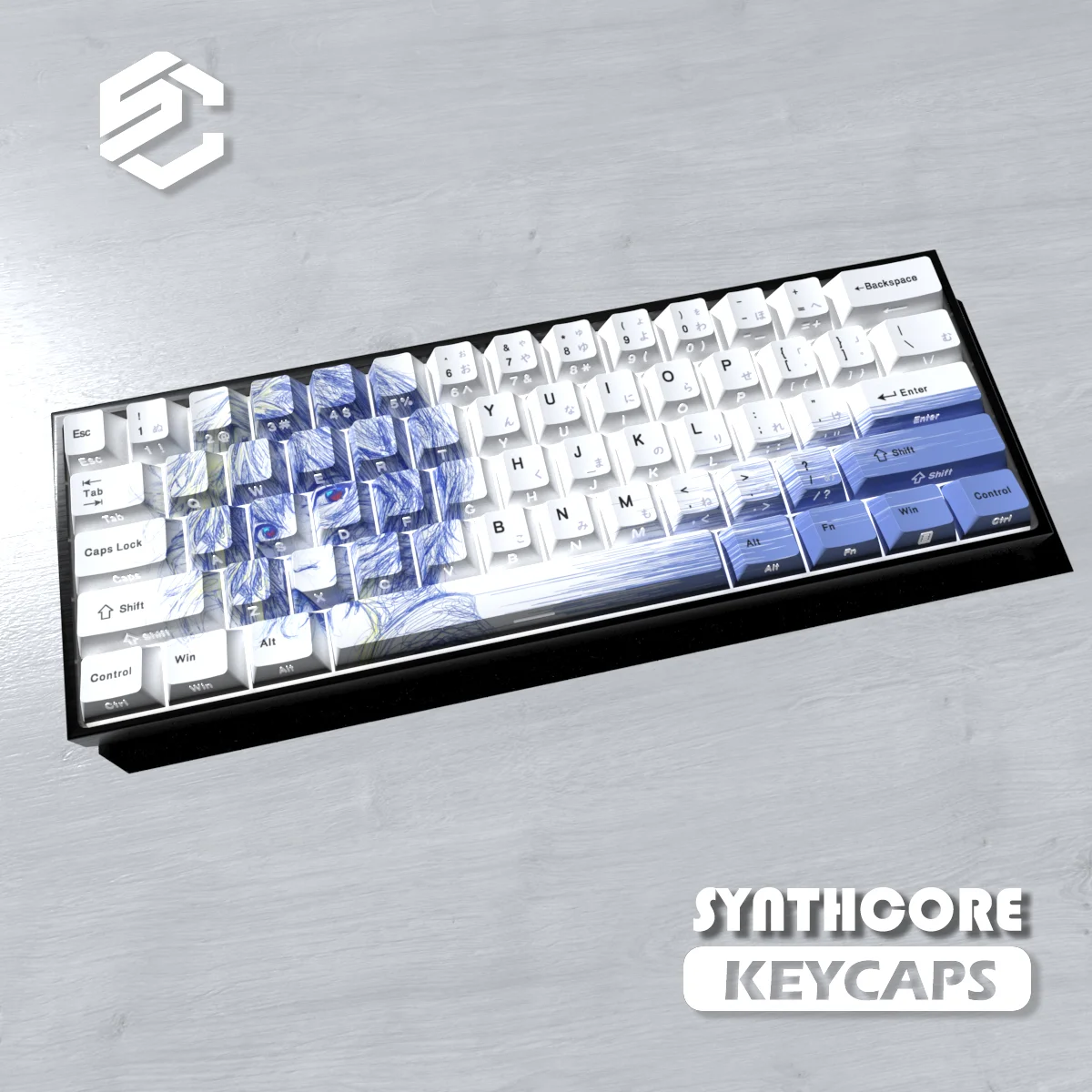 74 Keys Rei Ayanami‌ Theme Keycaps Comics Anime Key Cap PBT Cherry Profile Custom Keycap for 60 65 68 Mechanical Keyboard