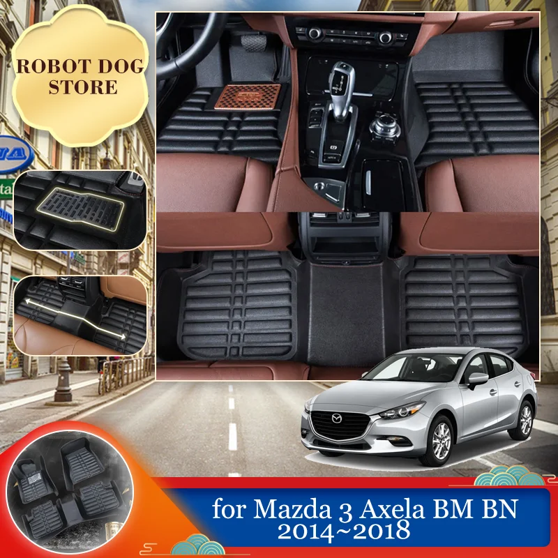 

Car Leather Floor Mat for Mazda 3 Axela BM BN 2014~2018 2015 Foot Interior Liner Waterproof Tray Carpet Pad Custom Accessories