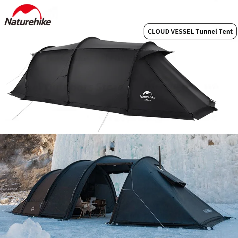 Naturehike CLOUD VESSEL Tunnel Tent 4 Seasons Large Tent 4-6 People Double Layer Silicone Waterproof Camping Tent Hiking Outdoor