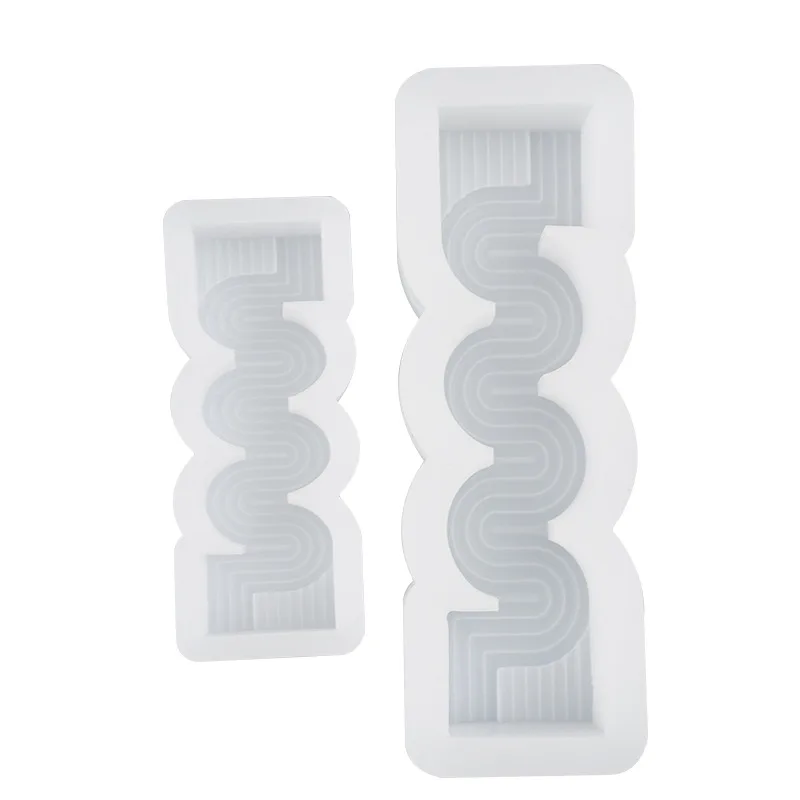 3D Geometric Wave Stripe Shaped Candle Mold Easy To Demold Aromatherapy Gypsum Soap Resin Crafts Silicone Mold DIY Handmade