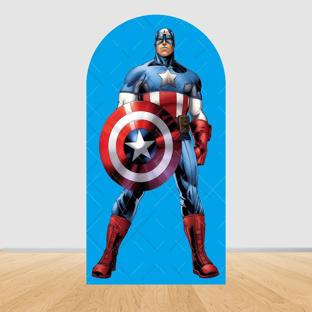 Marvel Avengers Theme Arch Photography Backdrop Ironman Spiderman Boy's Birthday Party Decor Baby Shower Background Photo Studio view 2