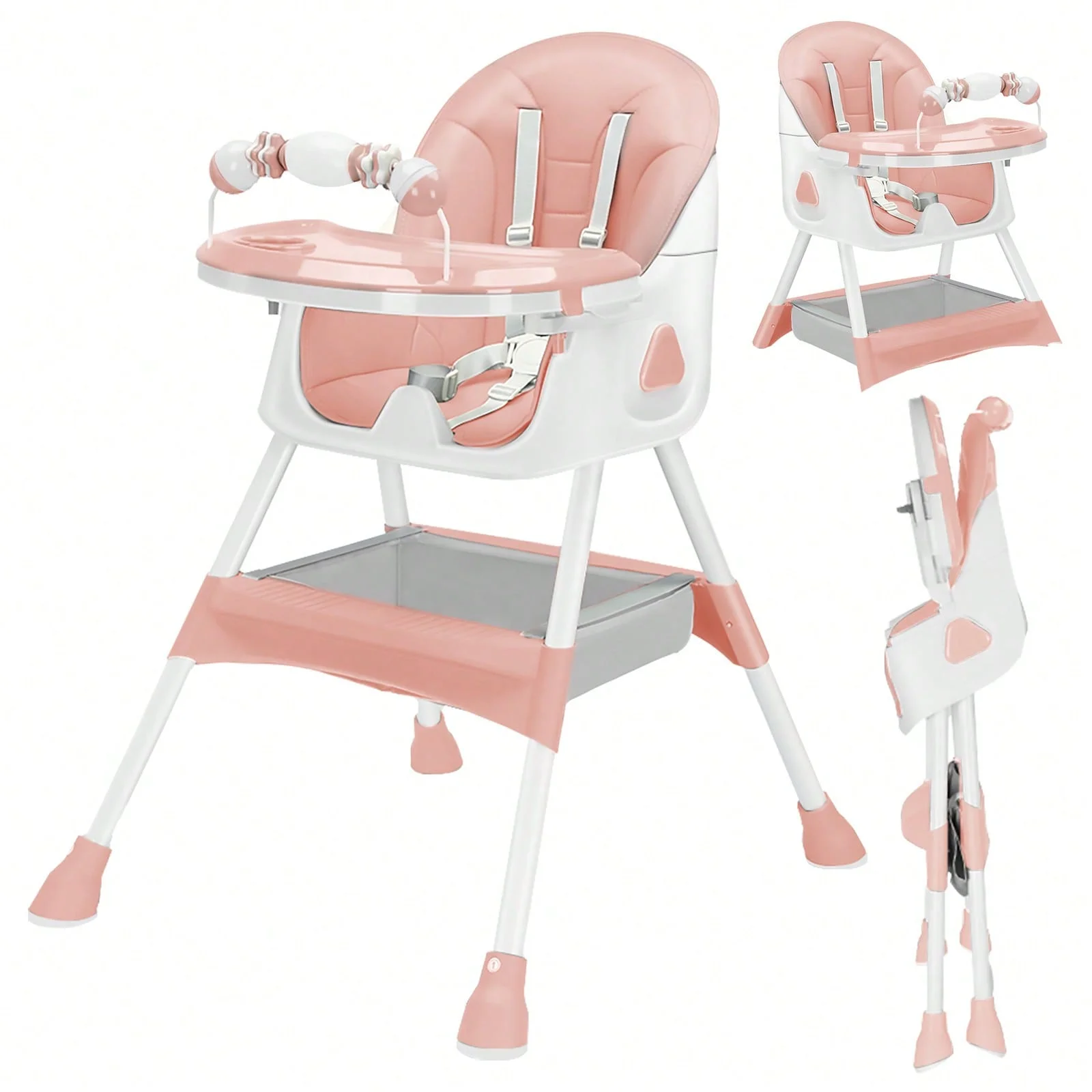 Baby Food Eating Chair - 3-In-1 Baby High Chair Foldable Portable