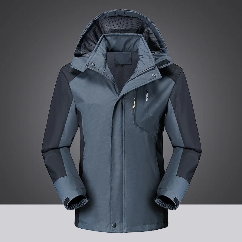 Men's Jacket Outdoor Soft Shell Fleece Men's And Women's Windproof Waterproof Breathable And Thermal Three In One Youth Hooded