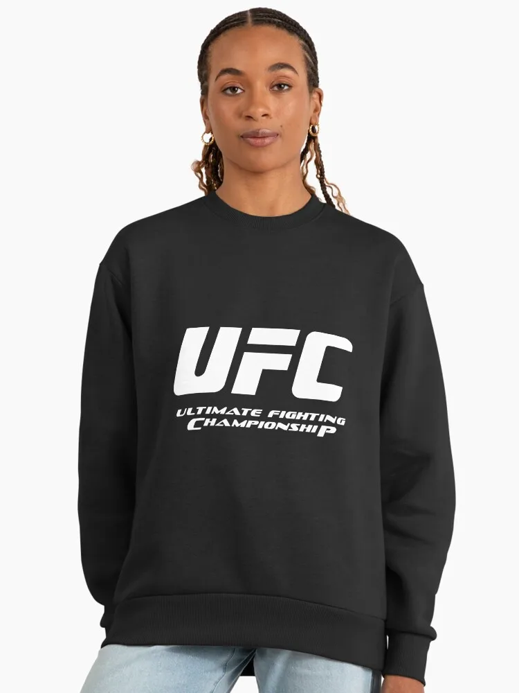 

Осень/зима 2026, свитер с круглым вырезом и логотипом UFC, женская мода, свободный повседневный хлопковый теплый свитшот унисекс
