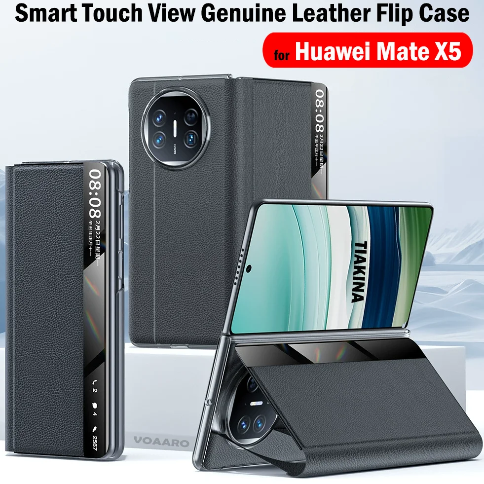 

Kickstand Funda for Huawei Mate X5 Case for Huawei Mate X5 Smart Touch View Genuine Leather Flip Cover Wake Up Sleeping Capa