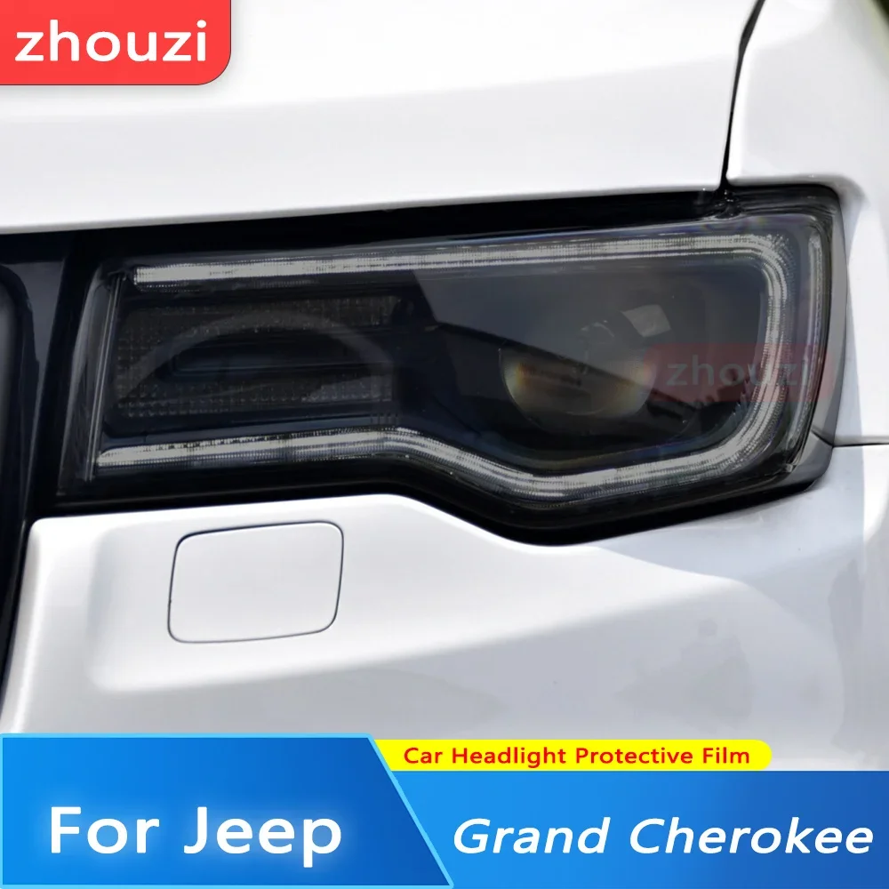 For Jeep Grand Cherokee WK2 2014-2020 Car Headlight Tint Black Protective Film Protection Transparent TPU Sticker 2 Pcs