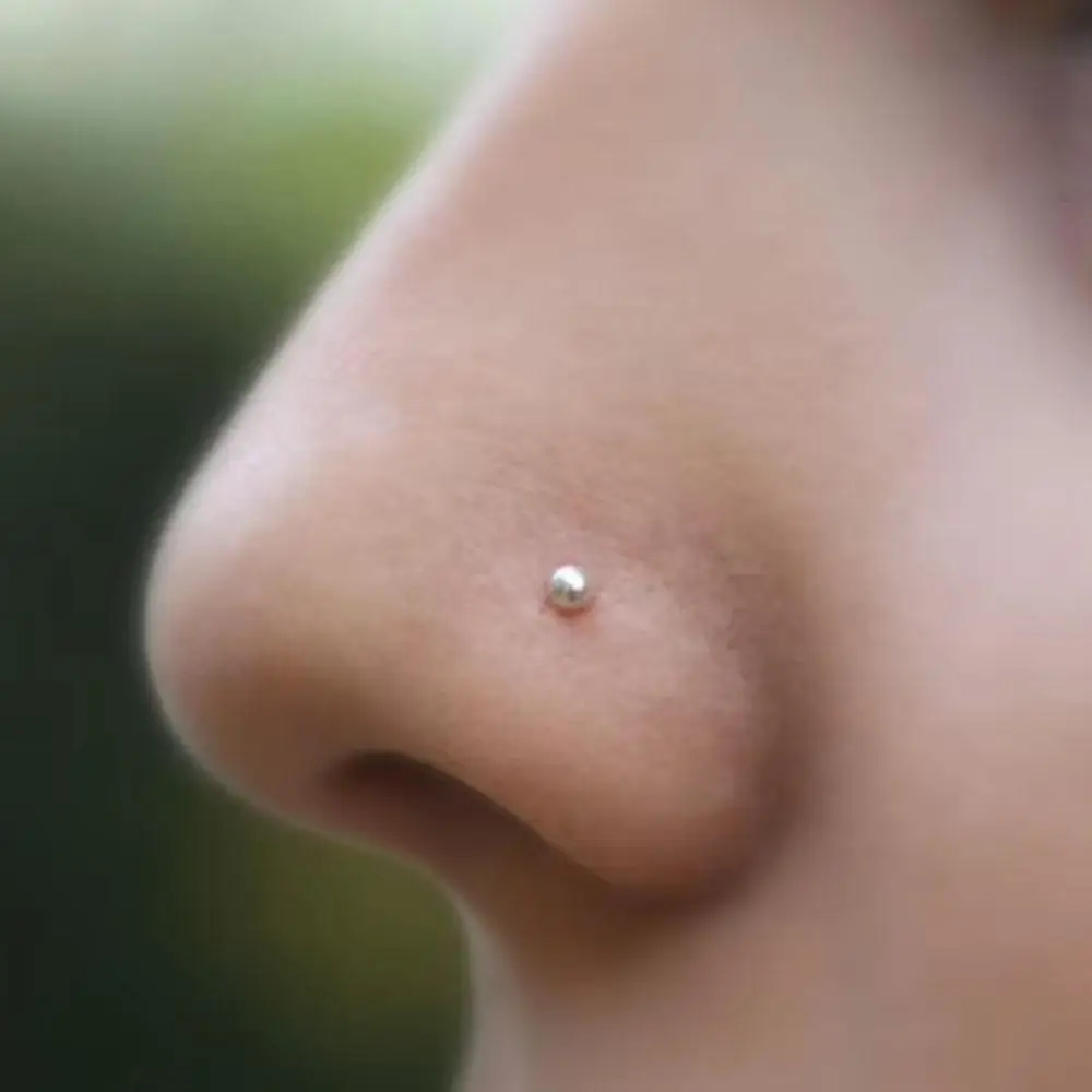 12Pcs Fashion Nose Studs Stainless Steel Nose Piercing Jewelry Ear Bone Studs For Women Men 20G Nose Ring Studs 2mm Top Ball