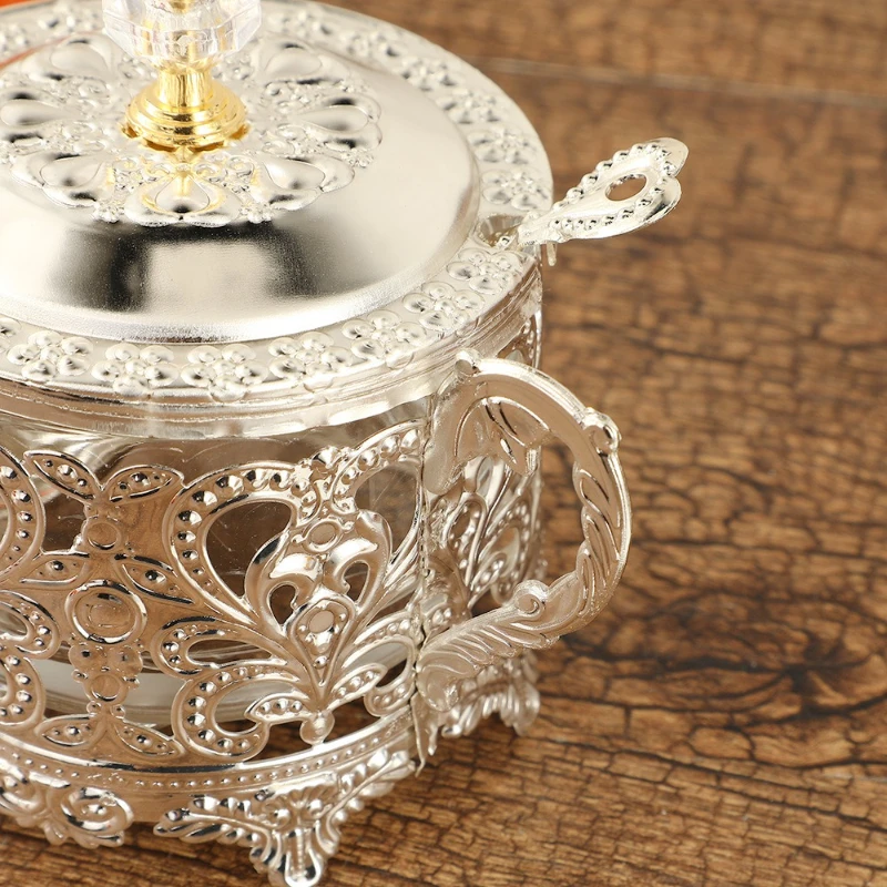 الإبداعية تصميم جوفاء كوب السكر صندوق توابل ضوء المطبخ الفاخر الملح MSG التوابل جرة سكر معدني مع غطاء #5