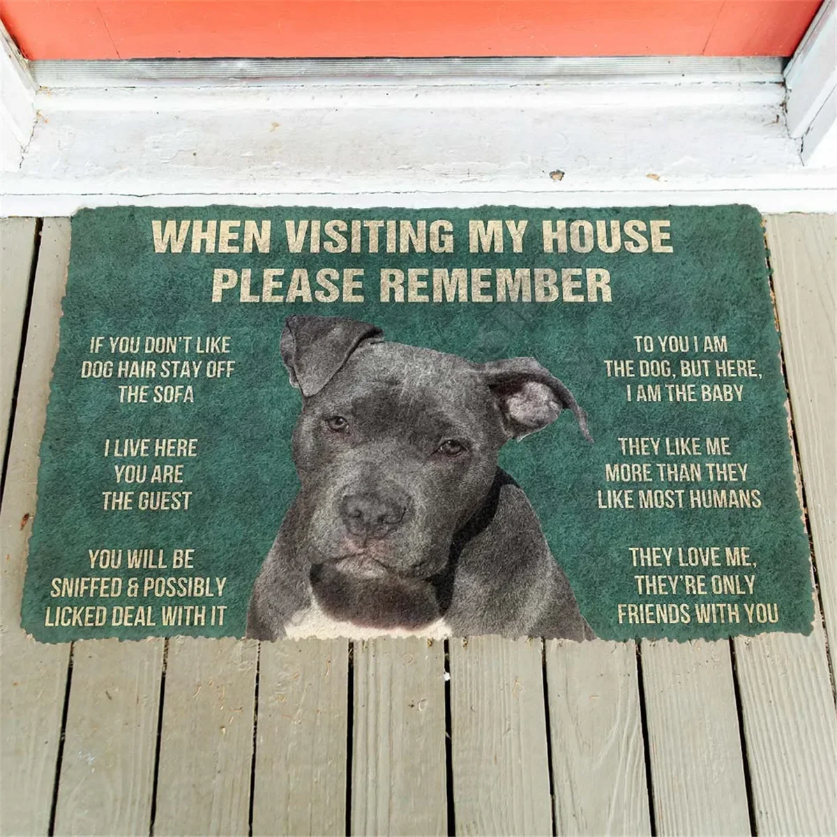 3D Printed Please Remember Pitbull Dogs House Rules Custom Doormat Non Slip Door Floor Mats Decor Porch Doormat 04