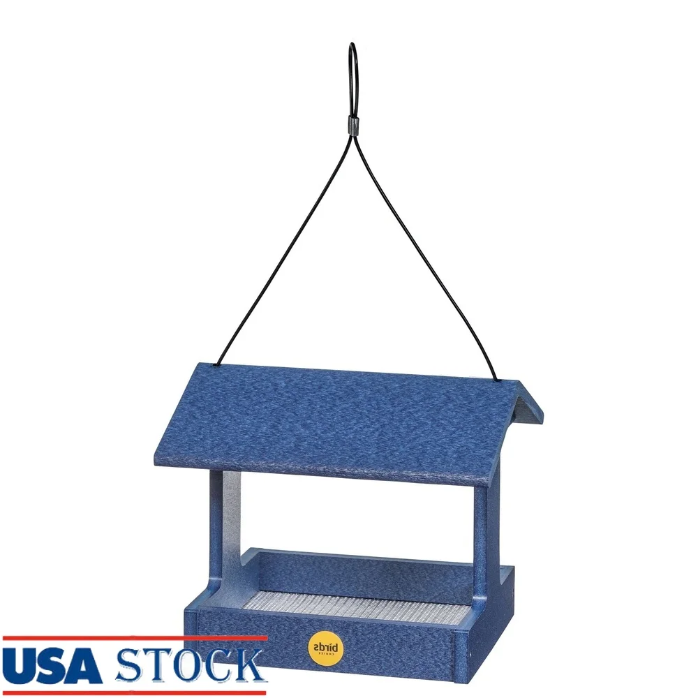 

Recycled Plastic Fly-Thru Platform Bird Feeder Cardinals Finches and Chickadees Durable Easy Clean Rustproof Outdoor Feeding