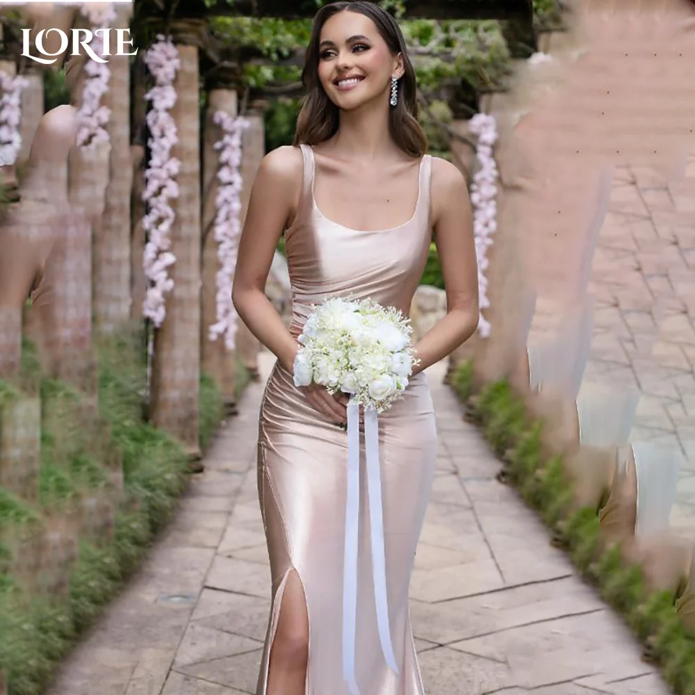 Lorie elegante fenda sereia vestidos de dama de honra sem costas casamento sem alças vestido de dama de honra fora do ombro personalizado vestido de dama de honra