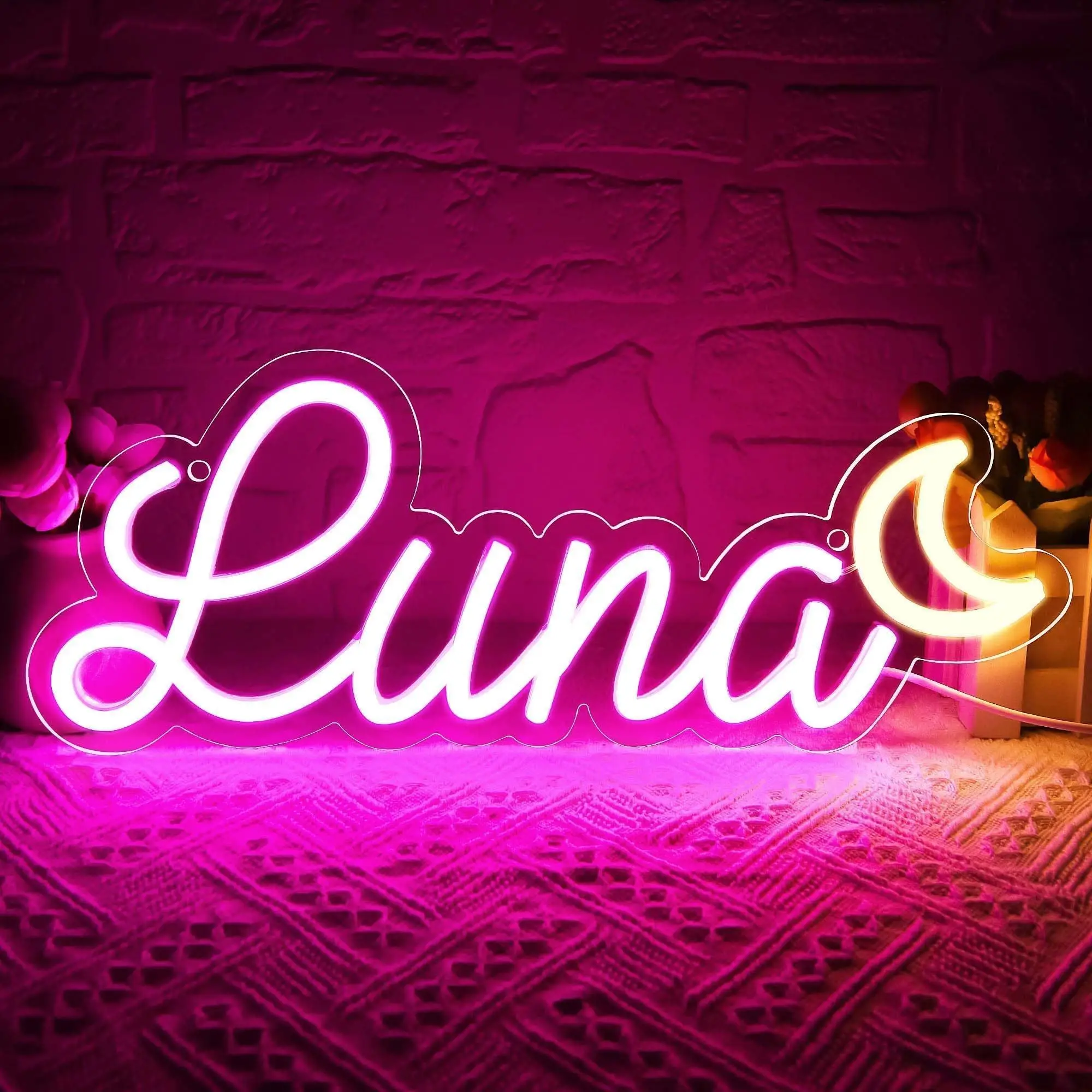 Luna LED Neon Light - USB Powered, With Dimmer, Adjustable Brightness, Perfect for Bedrooms, Living Rooms, Personalized Decor