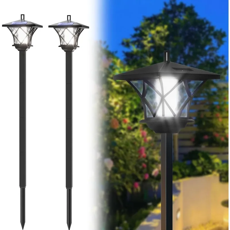 

59'' Solar Lamp Post Light 2Pack, Light Pole Waterproof Solar Lamp Post Vintage Street Lights Post Lights Outdoor