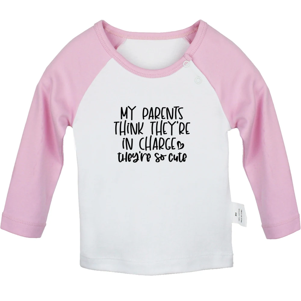 My Parents Think They're In Charge They are So Cute Fun Baby T-shirts Cute Boys Girls Tops Infant Long Sleeves T shirt Clothes