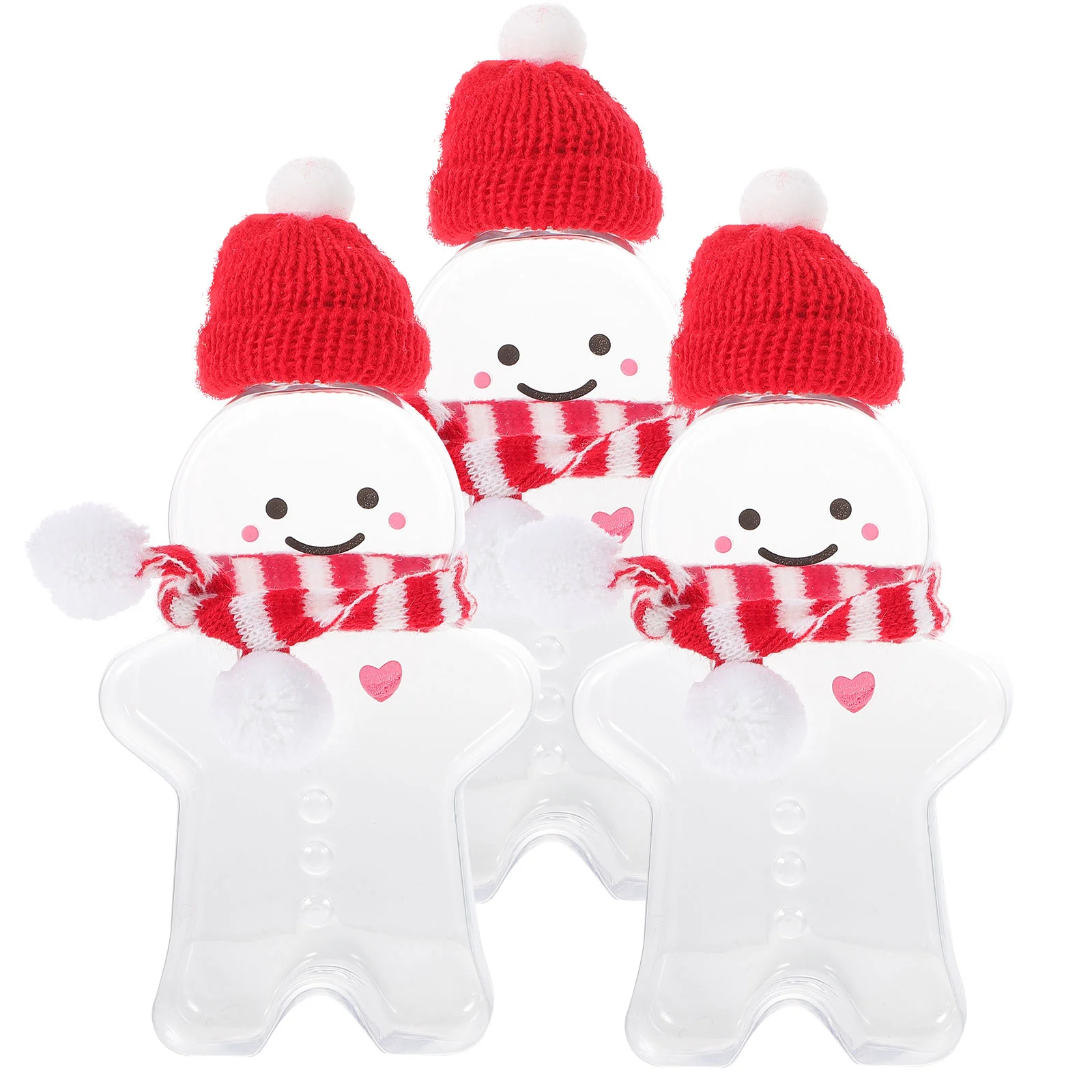 3 Sets Christmas Drink Bottle Candy Containers Juice Bottles with Lids Chocolate The Pet Gingerbread Reusable